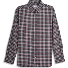 (2XL, Burgundy/Black) Lambretta Mens Checked Button Down Collar Long Sleeve Shirt