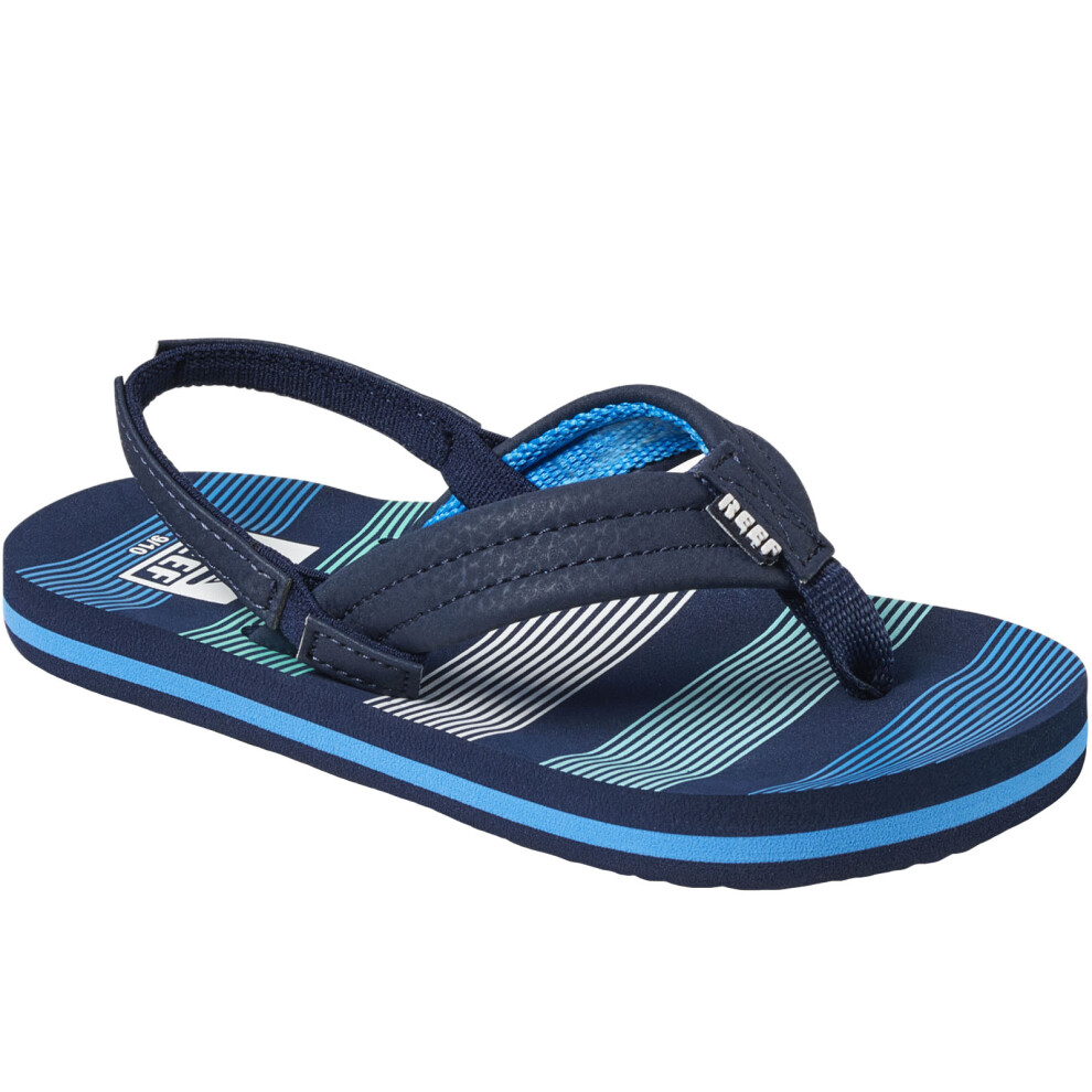 Reef (6K Uk, Deep Sea Stripes) Children Kids Little Ahi Summer Beach Pool Sandals Thongs Flip Flops