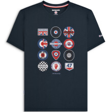 (S, Navy) Lambretta Mens Badges Short Sleeve T-Shirt