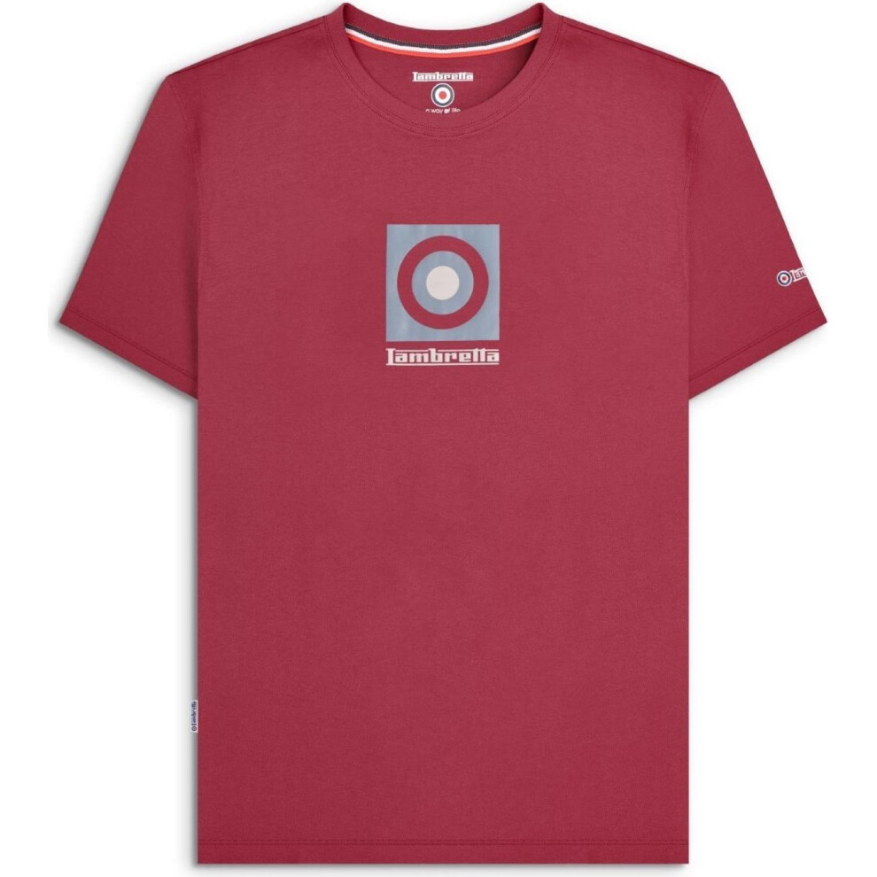 Lambretta (4Xl, Burgundy) Mens Target Box Short Sleeve T-Shirt