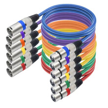 6pcs 1M XLR Cable Stage Light Cable 3Pin XLR Male to Female for Moving Light Spotlight Par Light Microphone Mixer