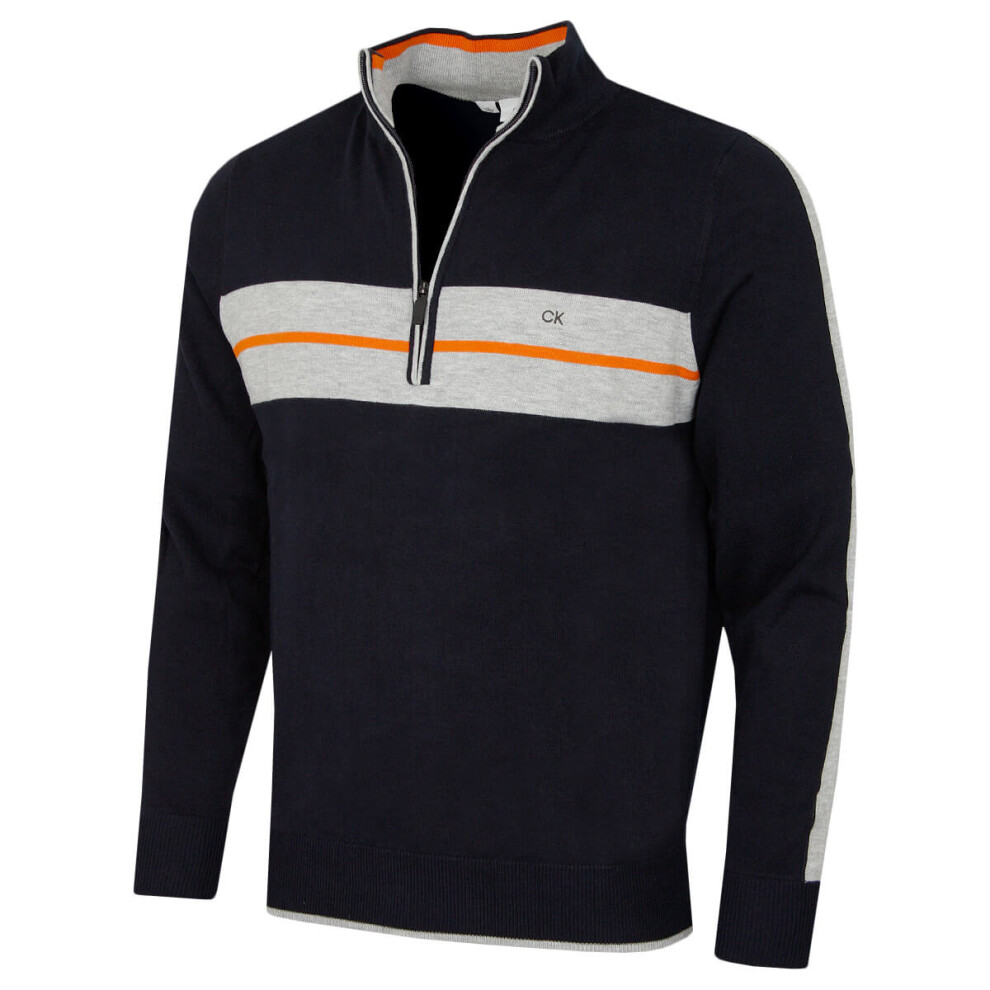 Calvin Klein (L, Navy) Mens 2026 Golf Vertex Half Zip Neck Pullover Sweater