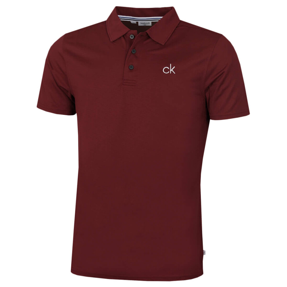 Calvin Klein (Xxxl, Burgundy) Mens 2026 Central Eco Light Wicking Golf Polo Shirt