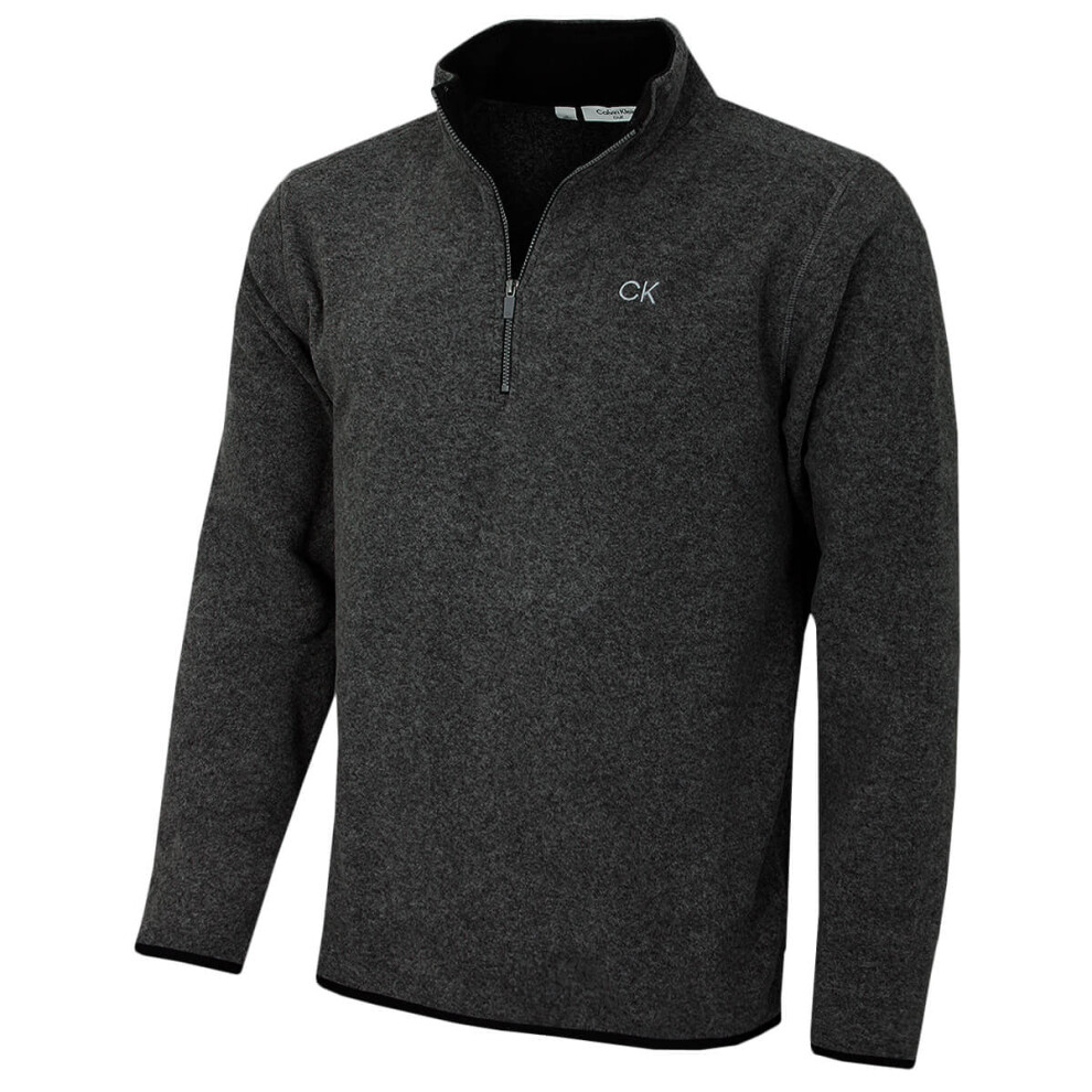 Calvin Klein (Xl, Charcoal Marl) Mens 2026 Polar Fleece 1/2 Zip Stretch Golf Sweater