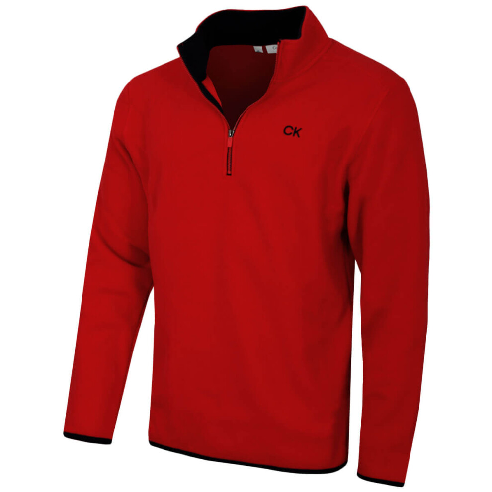 Calvin Klein (L, Red) Mens 2026 Polar Fleece 1/2 Zip Stretch Golf Sweater