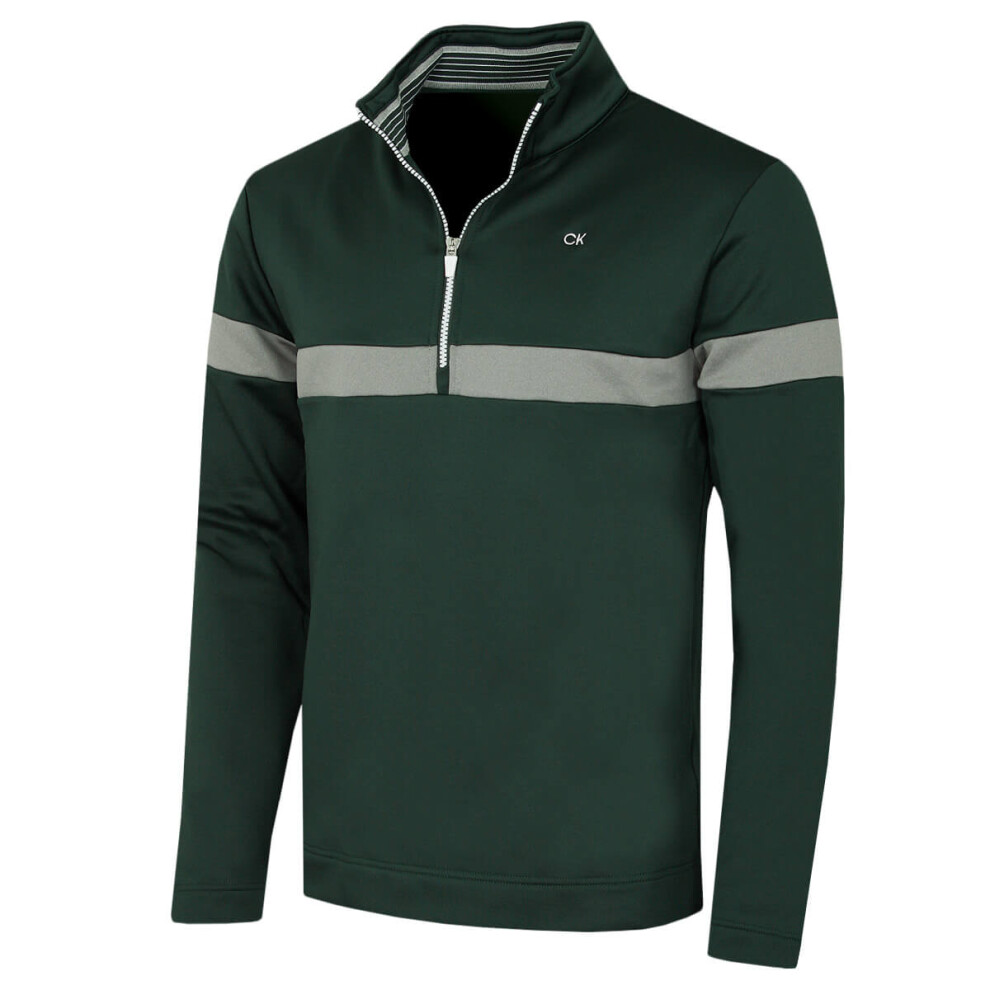 Calvin Klein (S, Evergreen) Mens 2026 Scale Ck Insul-Lite 1/2 Zip Golf Sweater