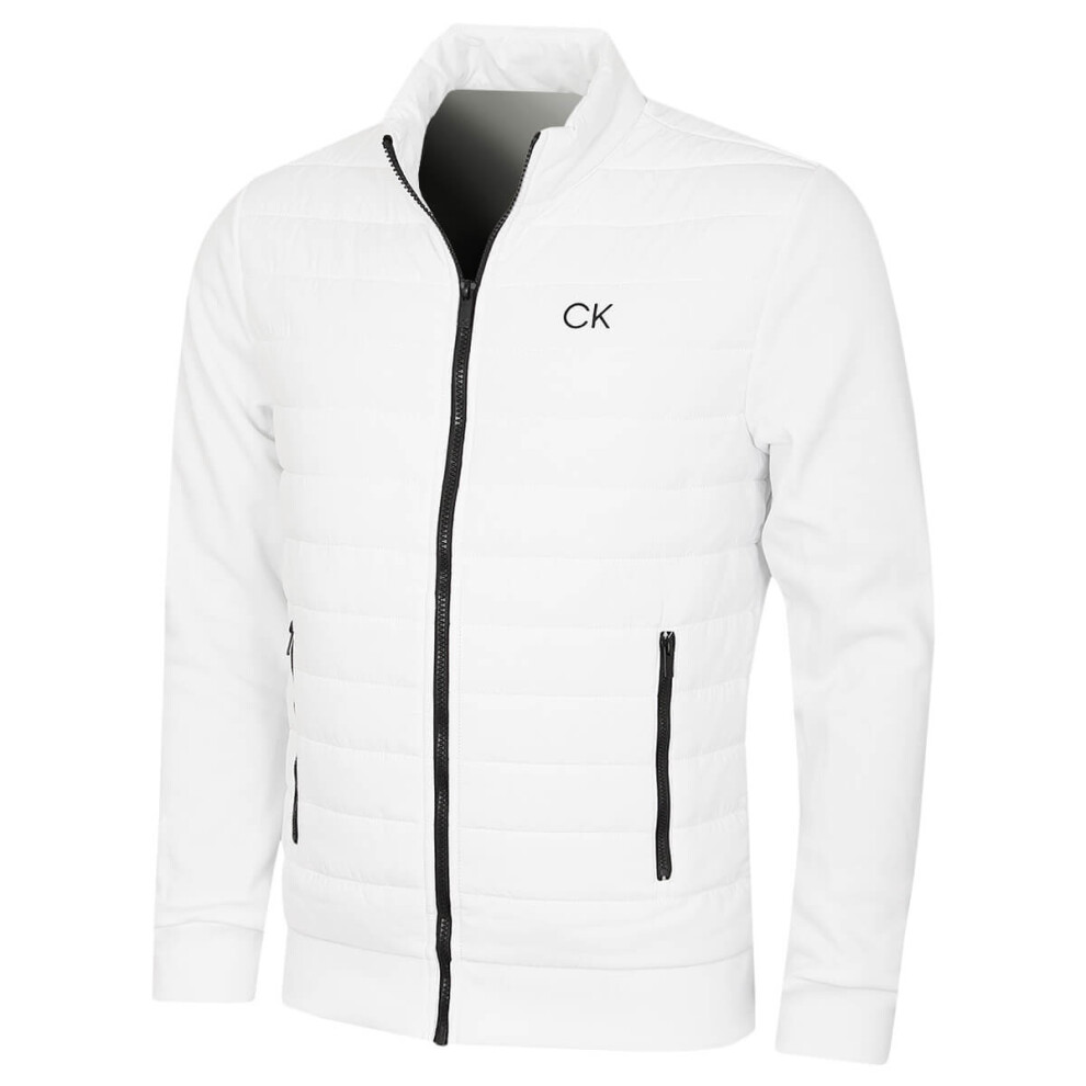 Calvin Klein (Xxl, White) Mens 2026 Hybrid Quilted Fleece Funnel Neck Jacket