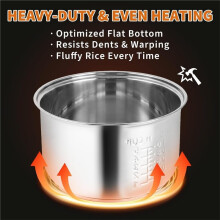 Pot Intérieur en Acier Inoxydable pour Cuiseur à Riz AROMA 4 Tasses (Non Cuit) - Pot Intérieur Antiadhésif, Compatible Lave-Vaisselle, 2QT