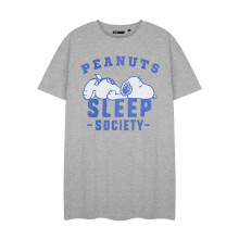(X-Large) Peanuts Snoopy Short Sleeve Nightdress (Womens Grey)