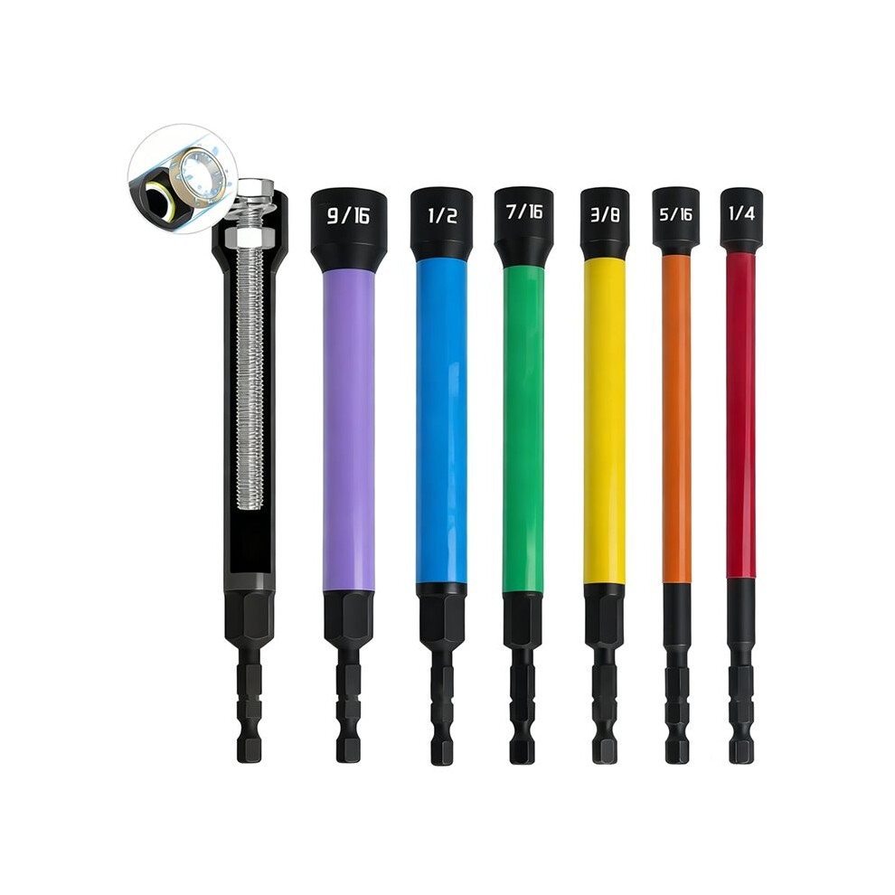 Photos - Nail / Screw / Fastener 6 PCS Hollow Nut Driver Set, Magnetic Nut Driver Set, Hollow Shaft Nut Driver Set, SAE, Color Coded, Hex Sizes