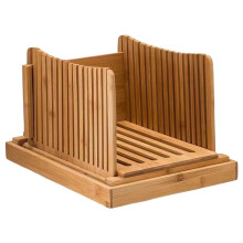 Home-Use Manual Bread Slicer, Bamboo Bread Slicer, Adjustable Thickness, with Tray for Holding Breadcrumbs, Supplies