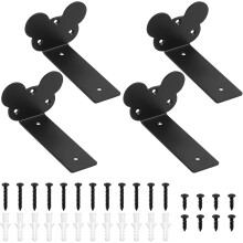 Support d’étagère Support de tablette Appuis pour étagère Lot de 4 pièces 125 mm Noir — fixation étagère invisible