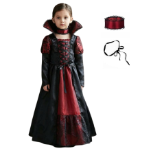 Costume Costume de vampire femme Vampire Déguisement Halloween Carnaval 120/130 cm — robe fille, tenue gothique enfant