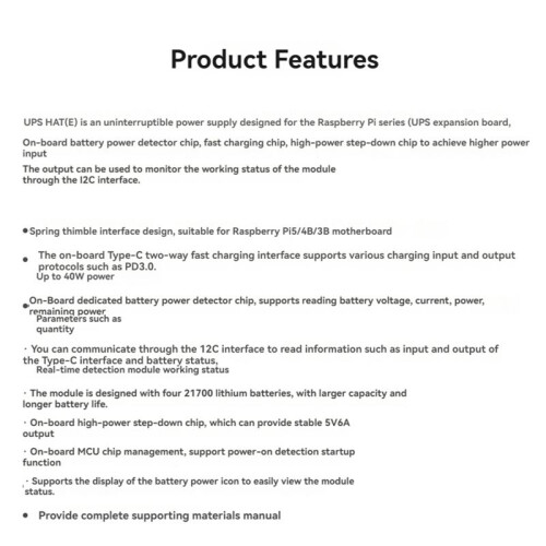 Per il Gruppo di Continuità UPS HAT Type-C Raspberry Pi 5 Ricarica Rapida per il Modulo UPS Raspberry Pi 4B/3B+ 1