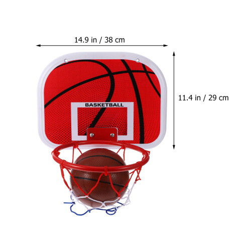 set kinderbasketballkorf hangend ijzer rood 1