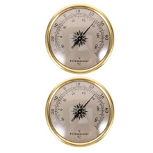 2St Wandthermometer Goudkleurig Aluminium Voor Huis En