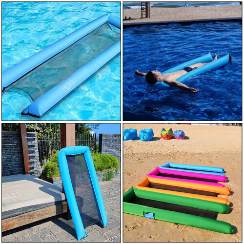 Draagbare Blauwe Nylon Zwemmat Opblaasbaar Drijvend Bed 2
