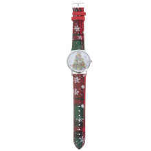 Women Sneeuwvlok Kerst Hanger Pu Quartz Polshorloge Dames