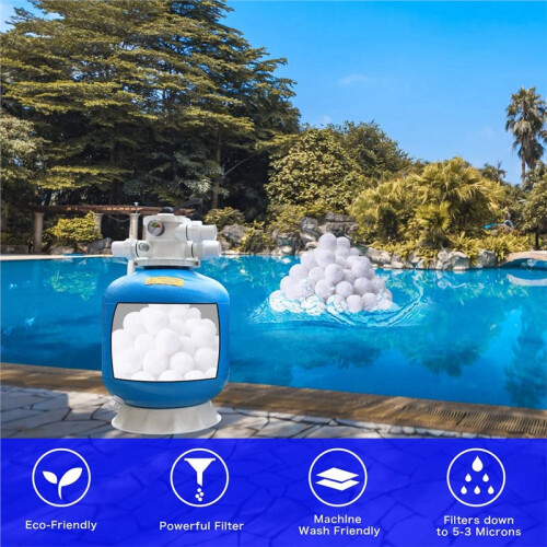 1,1 Lbs Poolfilterbollar för Sandfilter, Poolfiberfilterbollar, Poolfiltermediebollar för Simpool Vit 1
