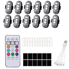 12pcs Wireless 8-Color LED Strobe Light Kit, Remote-Controlled RGB Warning Lights for Cars, Motorcycles & Drones
