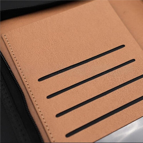 A5 Zippered PU Leather Binder Notebook, Multi-Functional Loose-Leaf Organizer with Card Slots