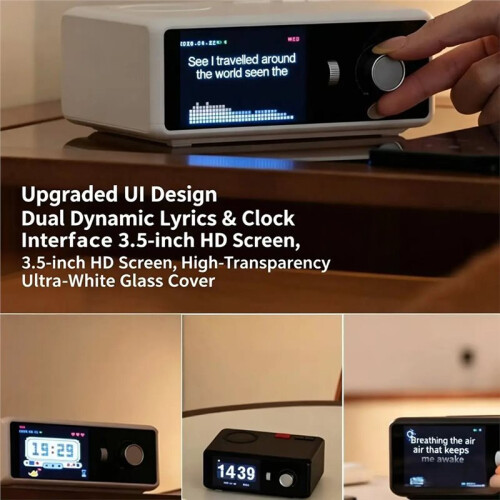 Phone Wireless Charging  Speaker with Clock Portable Multifunctional TFT HD Screen Lyrics Display Audio White 1