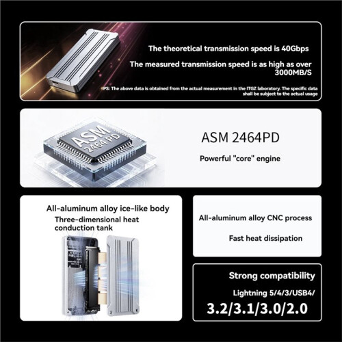 40Gbps USB4.0 M.2 NVMe SSD Enclosure M.2 to Type-C Solid State Drive Case Compatible Thunderbolt4 Support UASP TRIM