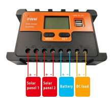 20A Solkontroller 12V 24V AUTO LCD PWM Regulator med USB för Solpanel PV Batteriladdare Lampor