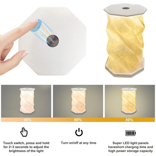 Atmosphere Light Rotating Foldable Night Light Paper Lantern LED Touch Dimmer Bedhead Decoration Gift Table Book Light 1