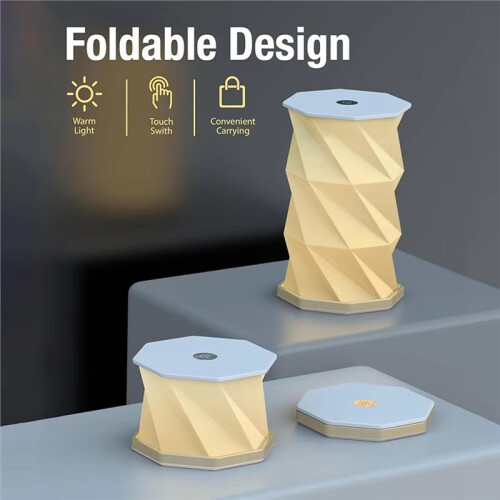 Atmosphere Light Rotating Foldable Night Light Paper Lantern LED Touch Dimmer Bedhead Decoration Gift Table Book Light 2