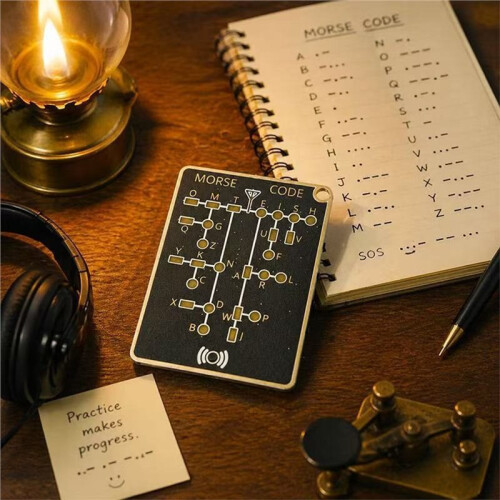 Morse Code Trainer Card -Interactive LED Audio Telegraph Practice Tool Real- Feedback Record Playback Portable PCB 2