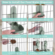 Hanging Automatic Food and Water Dispenser, Gravity Rabbit Feeder Set, Cage Cat and Bunny Food Bowl