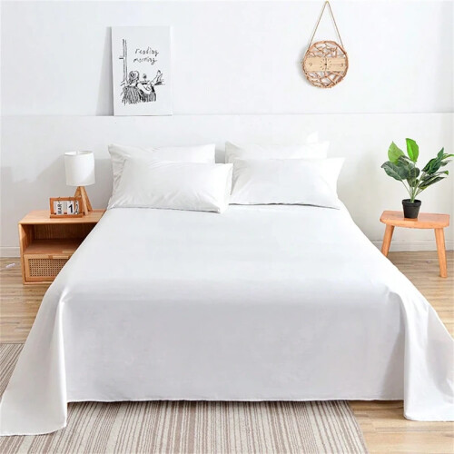 1 Piece Solid Fitted Sheet Mattress Protector Soft Breathable 90-180cm 2