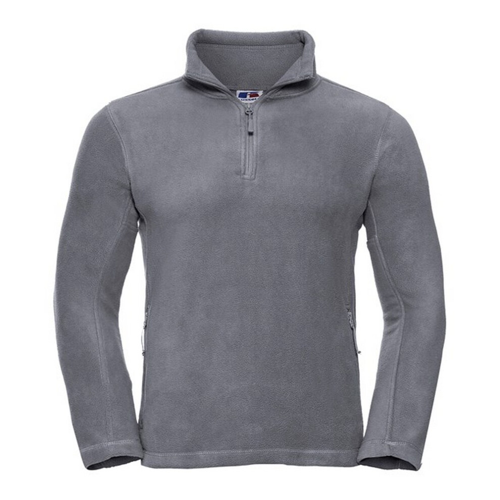 Russell (L, Convoy Grey) Mens Quarter Zip Fleece Top