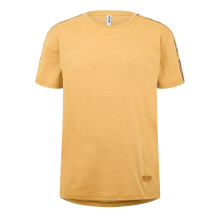 (S, Brown) Moschino Mens Tape Lettering Logo Regular T-Shirt
