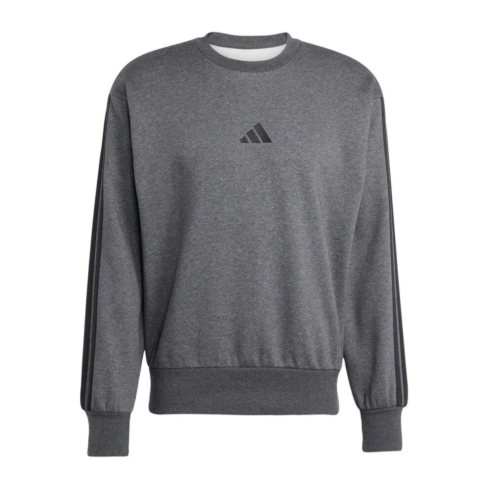 Adidas (Xxl, Dark Grey) Mens Essentials 3 Stripes Fleece Sweatshirt