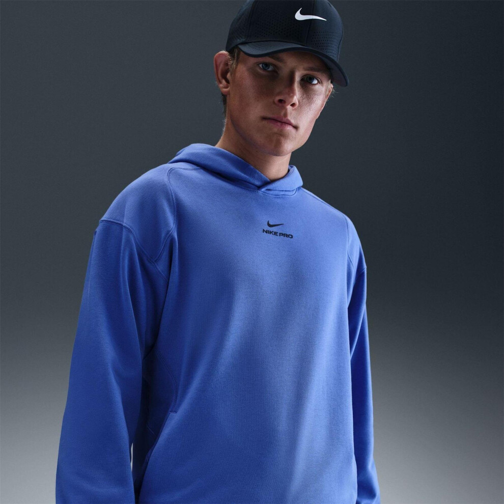 Nike (L, Blue) Mens Pro Regular Training Pullover Hoodie
