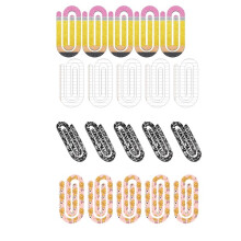 1set Acrylic Paper Clip with Back Card, Cute Pencil and Other Pattern Designs, Suitable for Classrooms, Offices and Gift