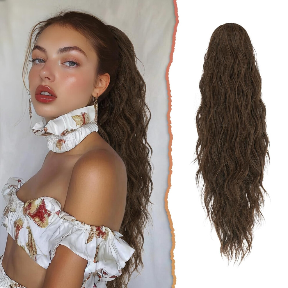 Sofeiyan Clip-In Ponytail 65 cm Synthetic Hair Long Curly Brown â claw clip curly ponytail, wavy ponytail 66 cm, sofeiyan ponytail extension