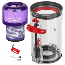 Remplacement de Bac à Poussière Amélioré et Filtre HEPA pour Aspirateur pour V11 V15 SV14 SV15 SV22, Répare le Loquet Cassé
