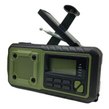 Bärbar Nödsituation Solenergi Radio med Handvev, Laddning AM/FM Väderradio, LED-Läslampa, Banktelefonladdare