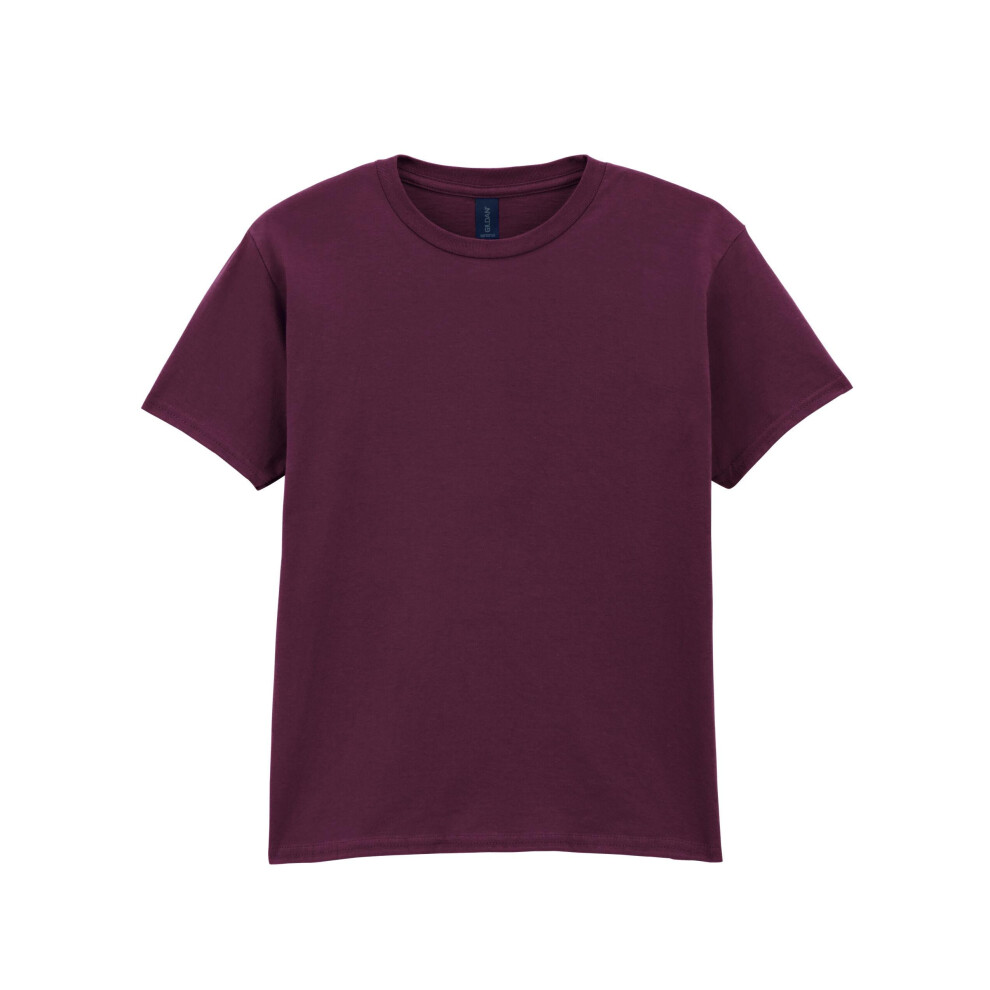 Gildan (7-8 Years, Maroon) Childrens Unisex Soft Style T-Shirt