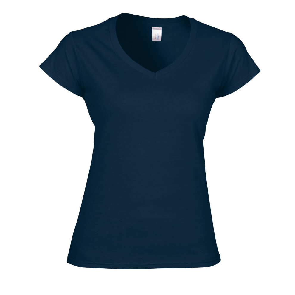 Gildan (L, Navy) Womens/Ladies Soft Style V Neck T-Shirt