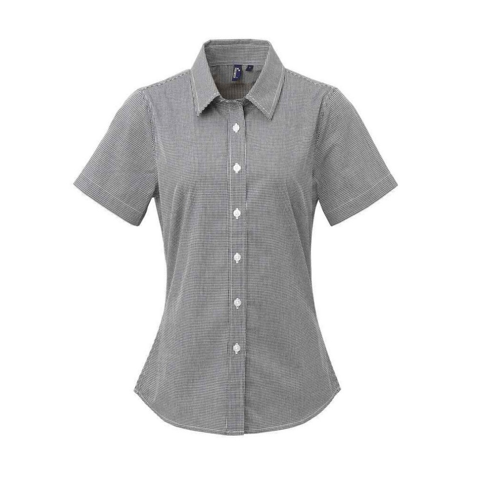 Premier (20 Uk, Black/White) Womens/Ladies Gingham Short-Sleeved Shirt