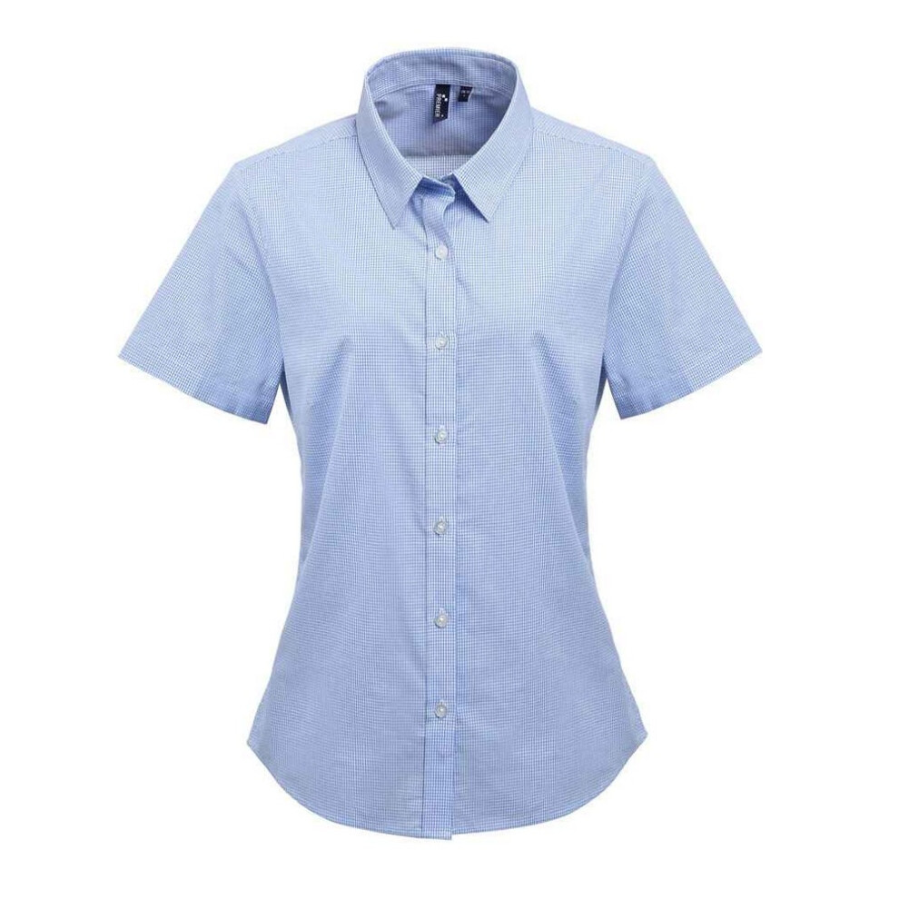 Premier (8 Uk, Light Blue/White) Womens/Ladies Gingham Short-Sleeved Shirt