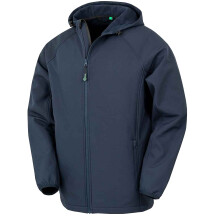 (4XL, Navy) Result Mens Hooded 3 Layer Recycled Soft Shell Jacket