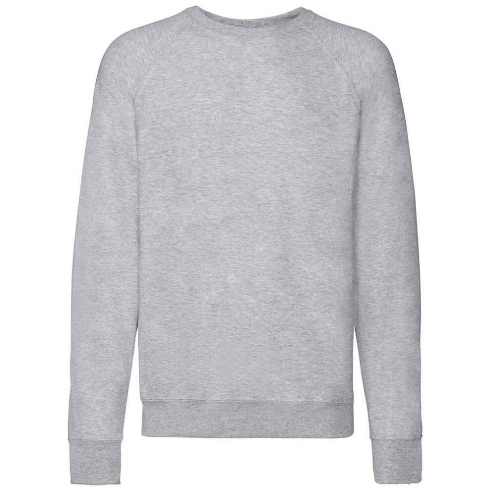Fruit Of The Loom (L, Heather Grey) Unisex Adult Lightweight Raglan Sweatshirt