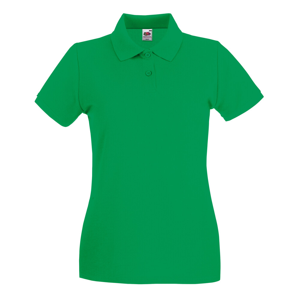 Fruit Of The Loom (18 Uk, Kelly Green) Womens/Ladies Premium Cotton Pique Lady Fit Polo Shirt
