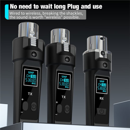 5pcs UHF Wireless Microphone System Adapter XLR Transmitter and Receiver for Dynamic Microphone Guitar Audio Mixer 2