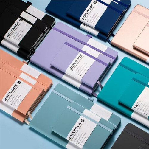 Hardcover A6 Notebook with Elastic Band PU Journal Notebook for Office, School & Daily Note Taking 2